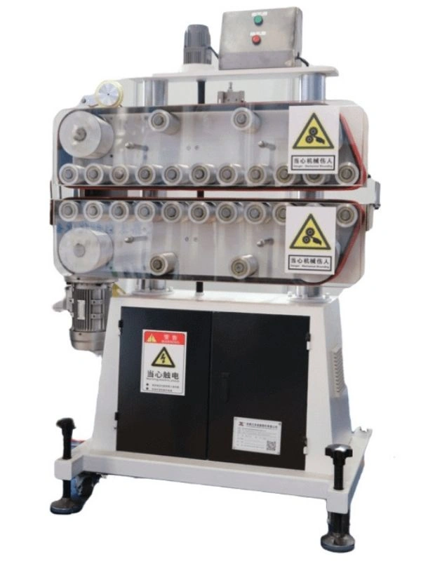 Multi-belt haul-off unit used to pull reinforced PVC hose in a PVC braided hose extrusion line